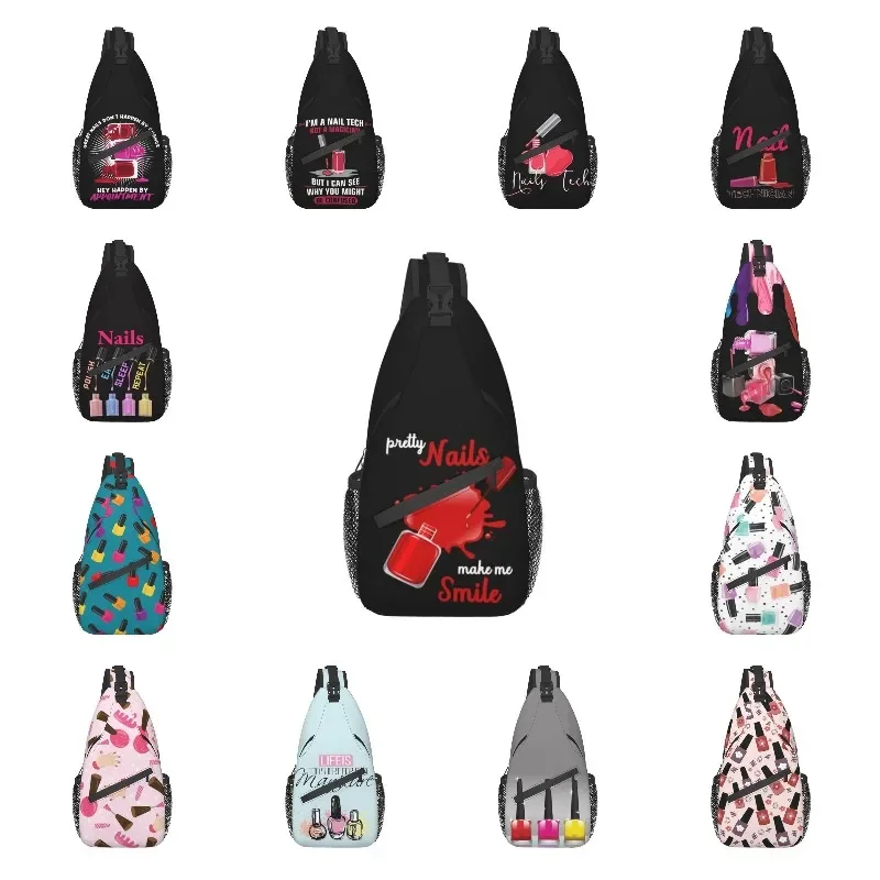 

Pretty Nails Make Me Smile Sling Chest Crossbody Bag Casual Nail Polish Shoulder Backpack for Hiking