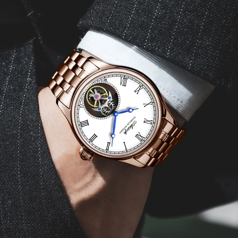 

Мужские механические наручные часы AESOP Flying Tourbillon, деловые роскошные часы с полым скелетом для мужчин, поддержка дропшиппинга