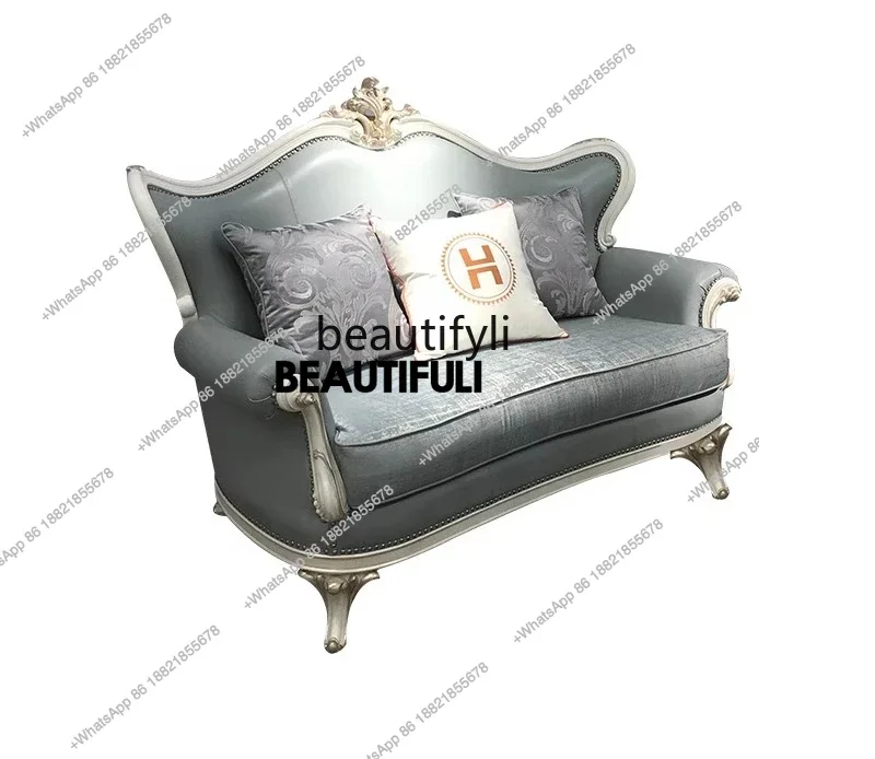ss8350 solid wood cowhide sofa French, leather cloth sofa combination European living room large, medium and small apartment sof