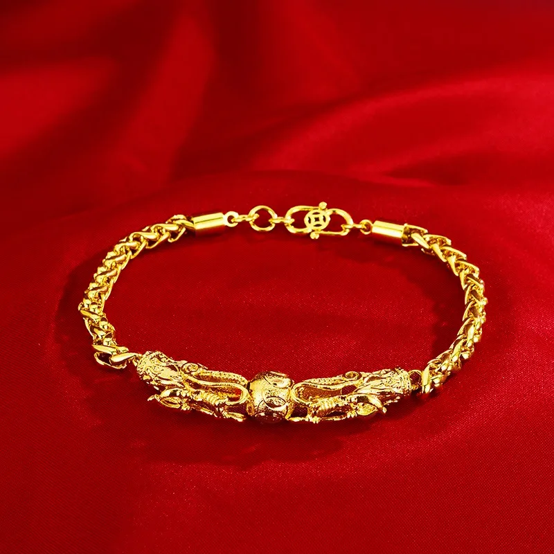 

AU999 Gold Dragon Year New Style Chinese Style 24k Pure Gold Bracelet Domineering Personality Dragon Bracelet Mens Jewelry