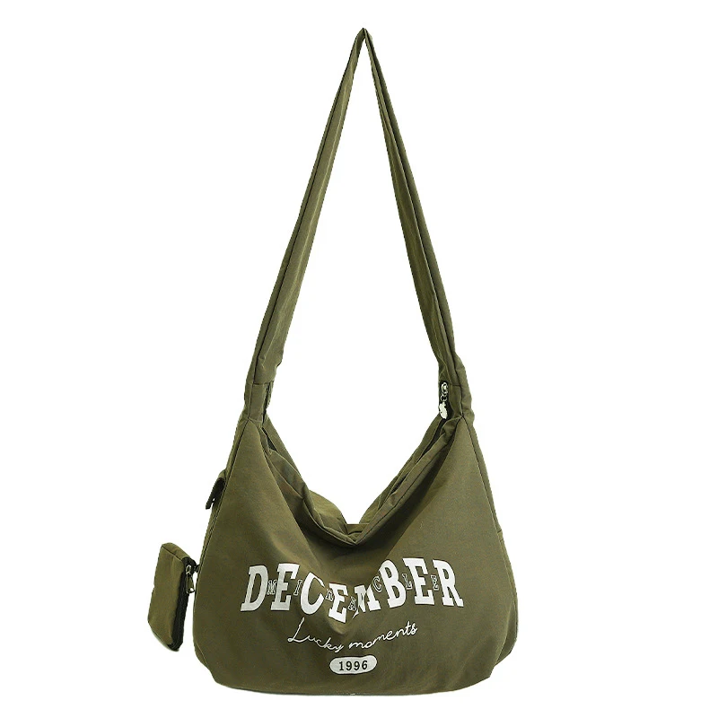 

Korean-style casual canvas bag, nylon large-capacity letter-printed crossbody bag, student commuter tote bag for women