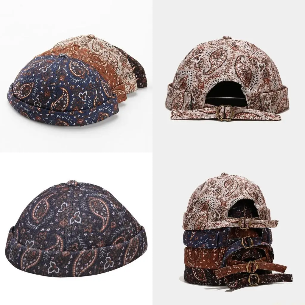 

31BF Винтажная мужская шляпа в стиле хип-хоп, хлопковая кепка с черепом в стиле ретро, ​​регулируемая шляпа без полей