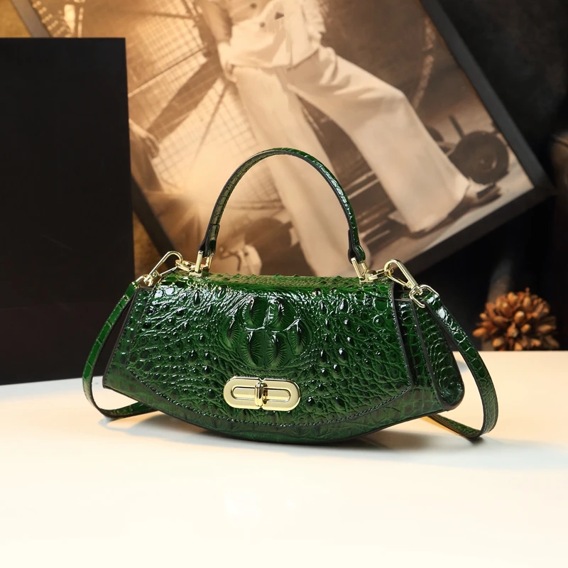 Imagem -03 - Padrão de Crocodilo Bolsa Feminina 2023 Senhoras Bolsas Couro Genuíno Pequeno Ombro Sela Bolsa Nova Tendência Portátil Bolsas Crossbody