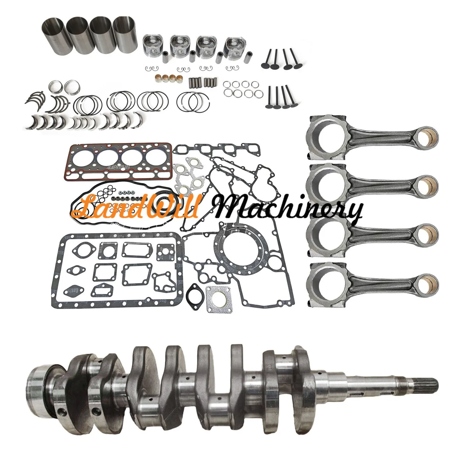 Overhaul Rebuild Kit + Connecting Rod + Crankshaft Fits For Kubota V1903 Engine
