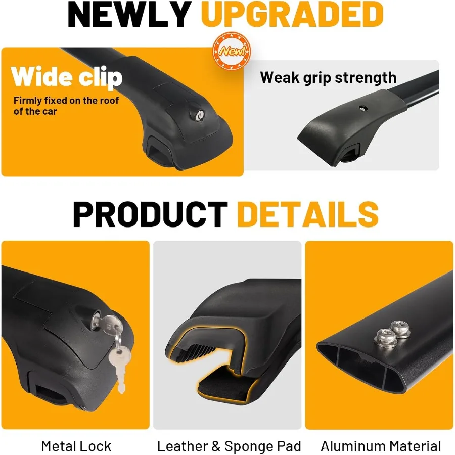 Поперечные перекладины багажника на крышу 220 фунтов, совместимые с Honda Pilot 20232025 Sport TrailSport Touring Elite, не для LX EXL, регулируемые Alumi