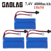 4.0Ah With SM Plug 7.4V 18650 Battery for WPL MN99S D90 U12A S033g Q1 H101 H103 Rc Boats Cars Tanks Parts 2s 7.4v Lipo Battery