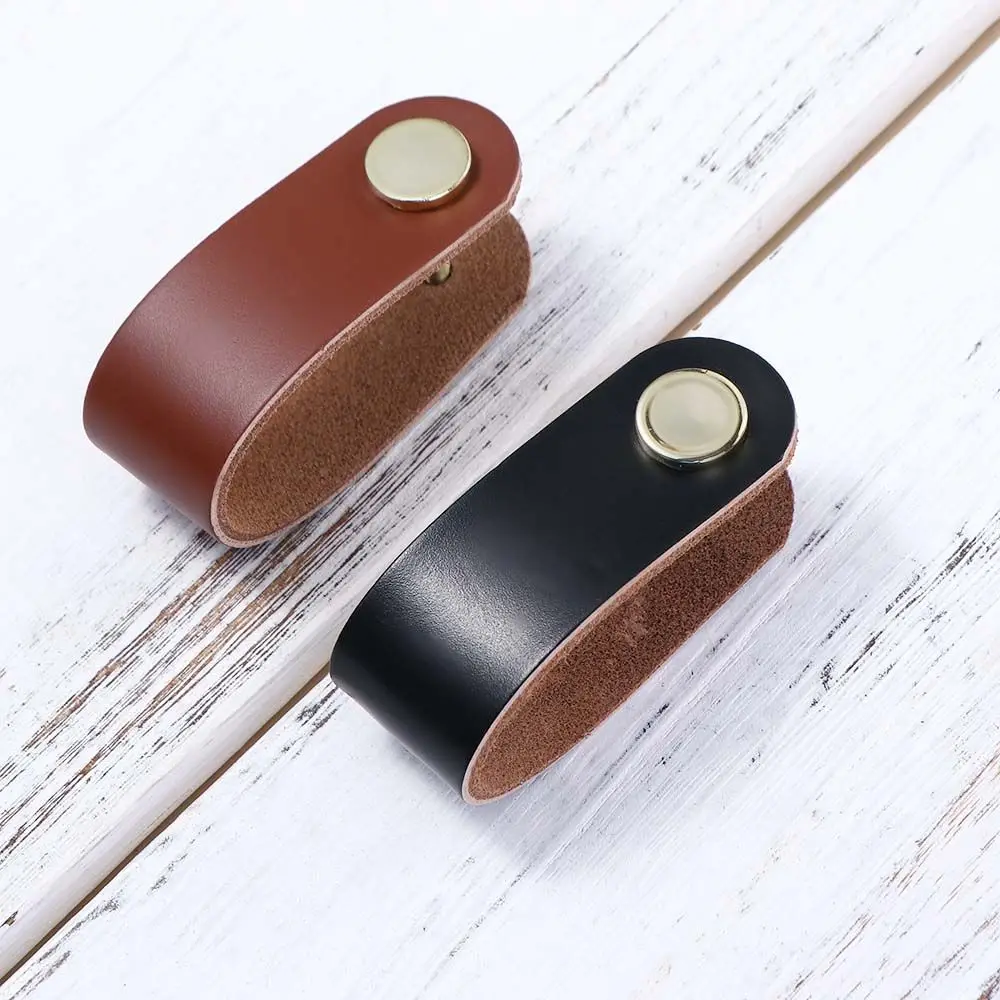 Artificial Leather Kitchen Wardrobe Cabinet Hardware Environmentally Door Pulls Leather Handle Drawer Handle Furniture Knobs