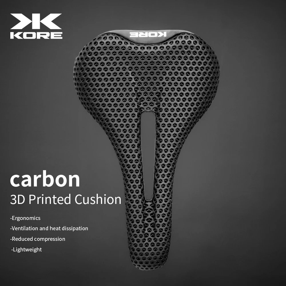 

KORE Bike Saddle 3D-Printed Carbon Ultralight Seat Mountain Road Comfortable Bicycle Cushion, Fit for BMX XC Gravel Bikes T50