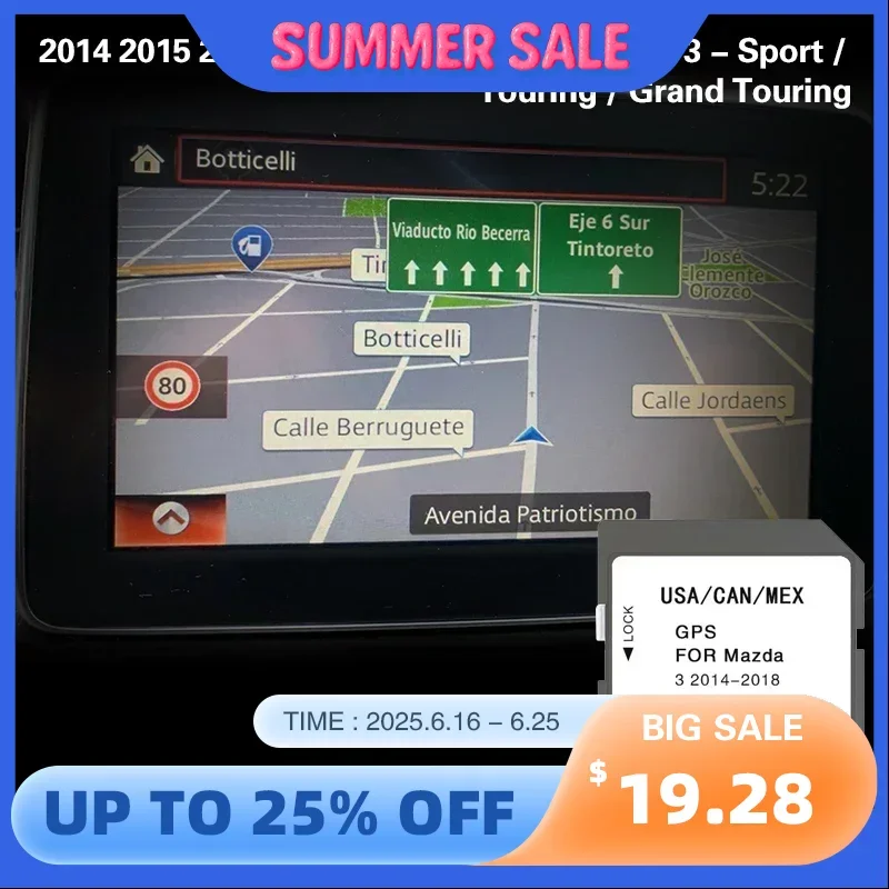 

For MAZDA 3 2014 2015 2016 2017 2018 Sport Touring Grand Touring North America CAN Mexico SD Map GPS Card