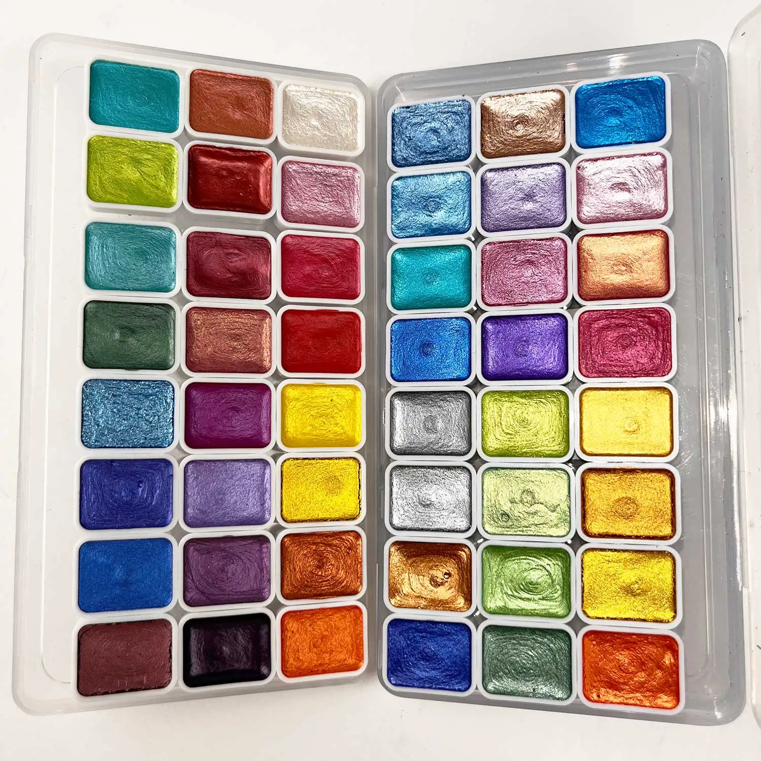 水彩セット、24色、真珠光沢のある金属固形水彩絵の具、書道や絵画、ネイルアート、DIYクラフトに最適