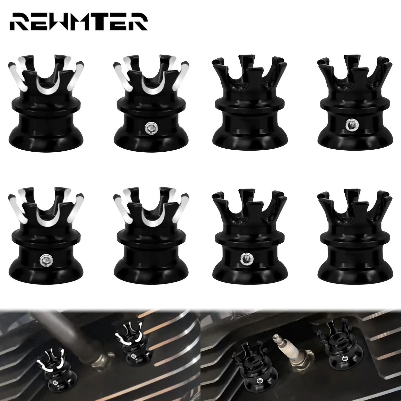 

Motorcycle 4PCS Crown Spark Plug Head Bolt Cap Cover Plug For Harley Sportster XL883 1200 Dyna Softail Breakout Twin Cam Touring