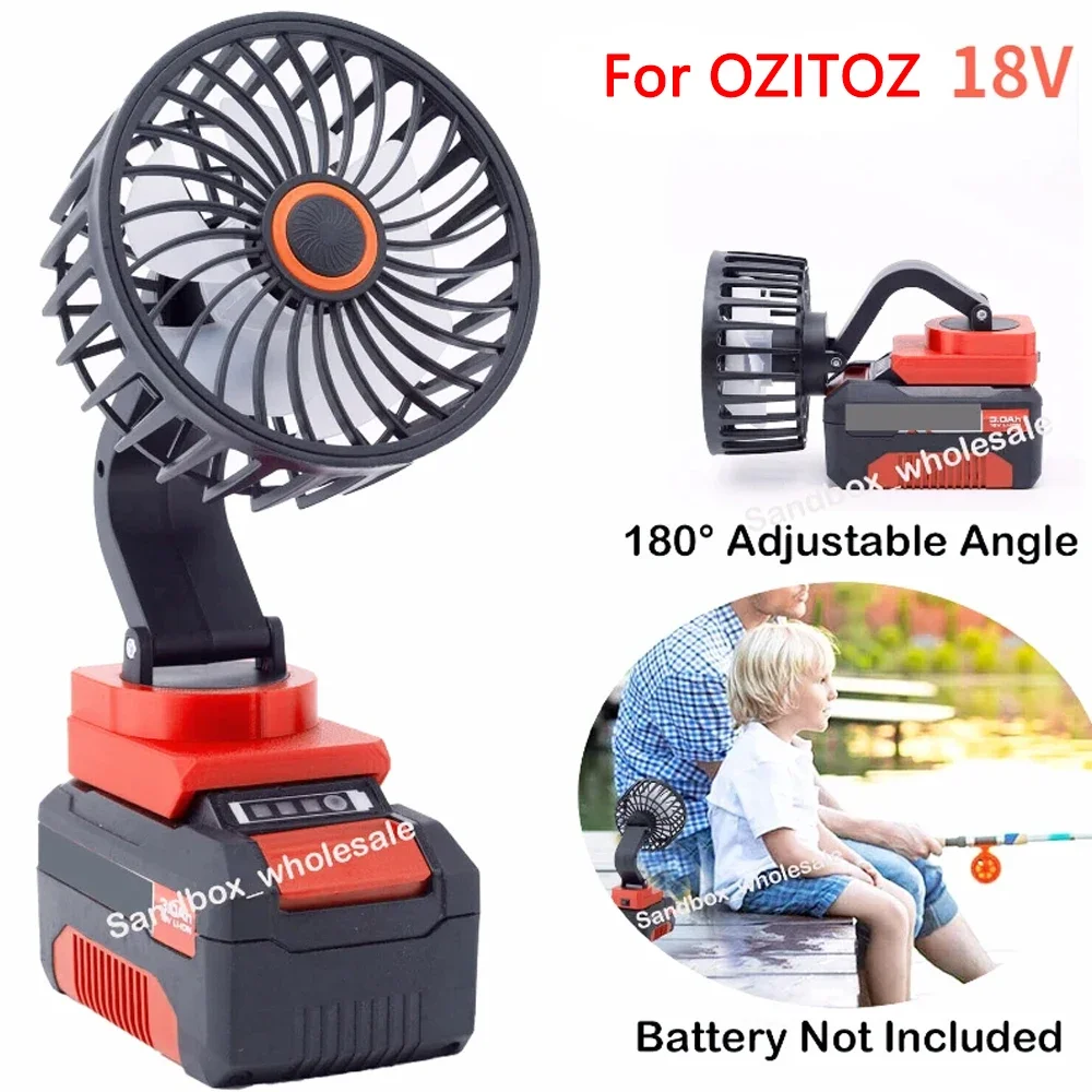 Portátil Camping Oficina Fan para Ozito Li-ion Alimentado por Bateria sem Fio Caminhadas Pesca Bateria Não Incluída 18v