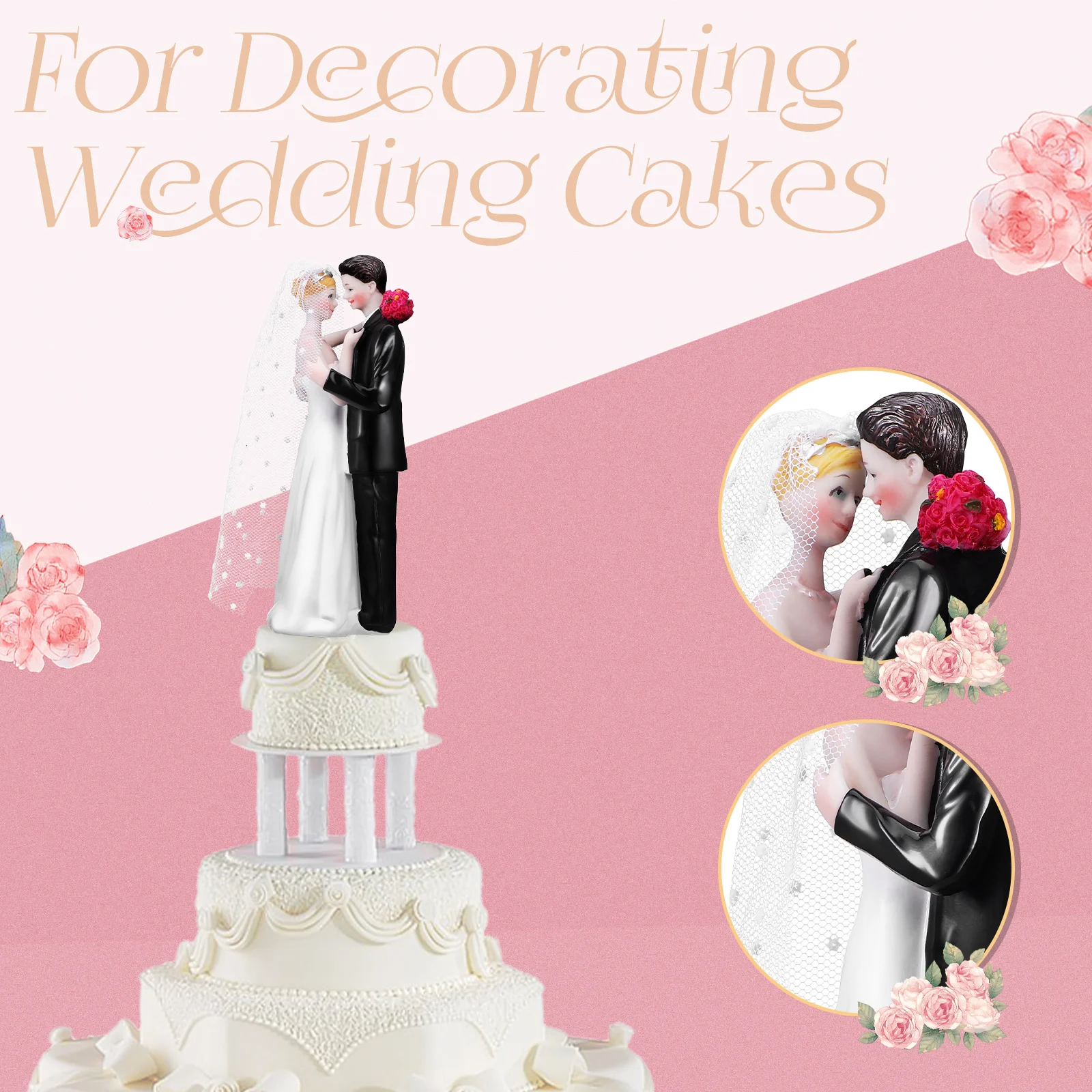 

Vintage Decor Wedding Cake Office Couple Ornament Top Hat Resin Topper s Bridesmaid