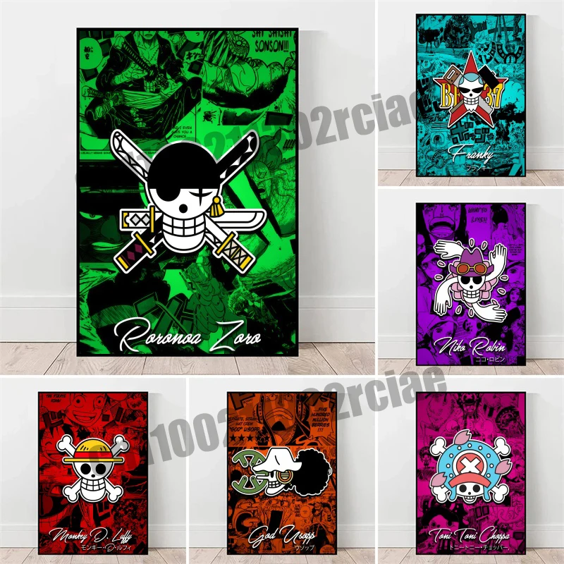 

Japanese Childhood Classic Cartoon One Piece Cool Style Canvas Painting Art Poster Suitable for Living Room Decoration Gifts