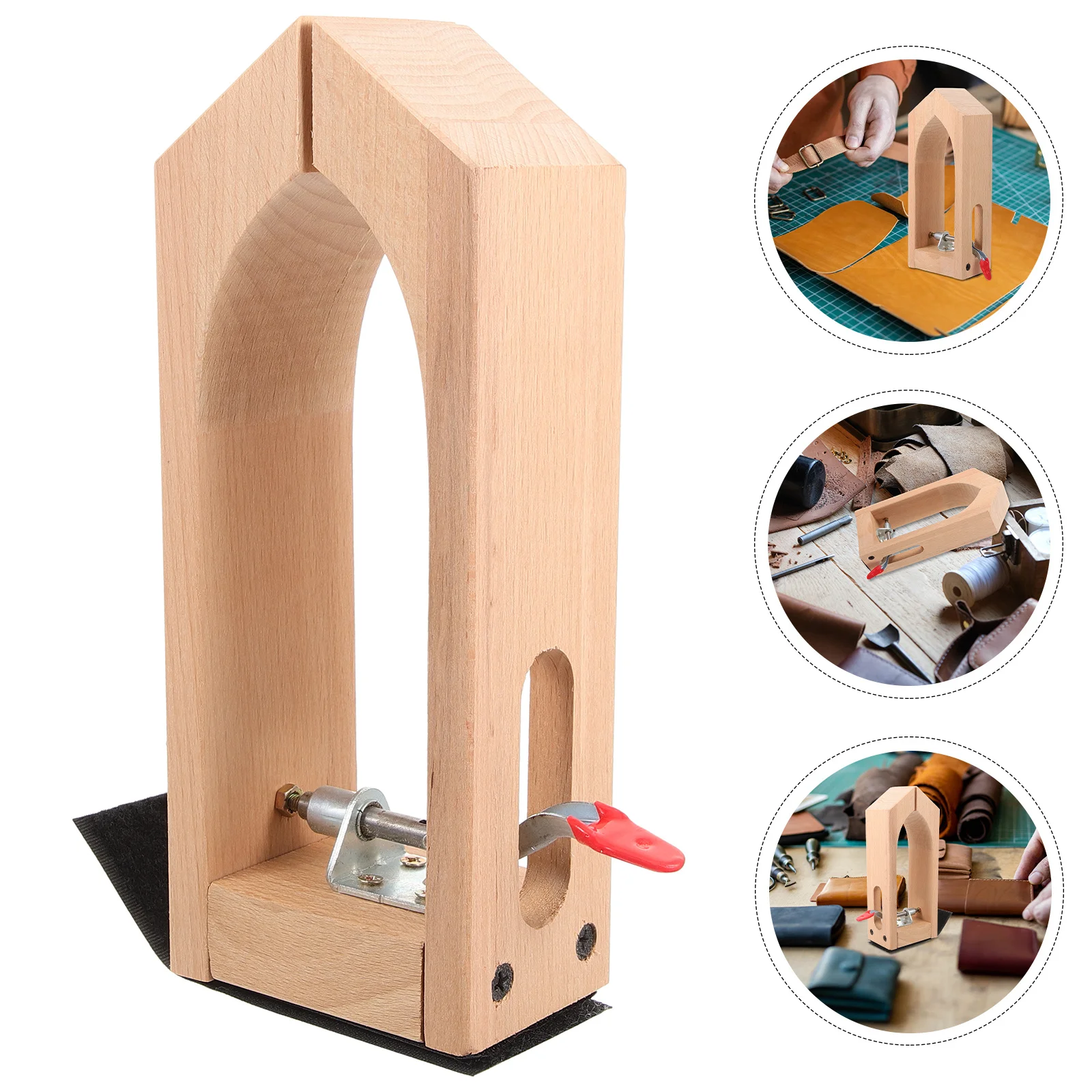 

Wooden Sewing Practical Sturdy Clamp Fixing Tool for Craft Stitching Projects DIY Leatherwork Wooden Sewing