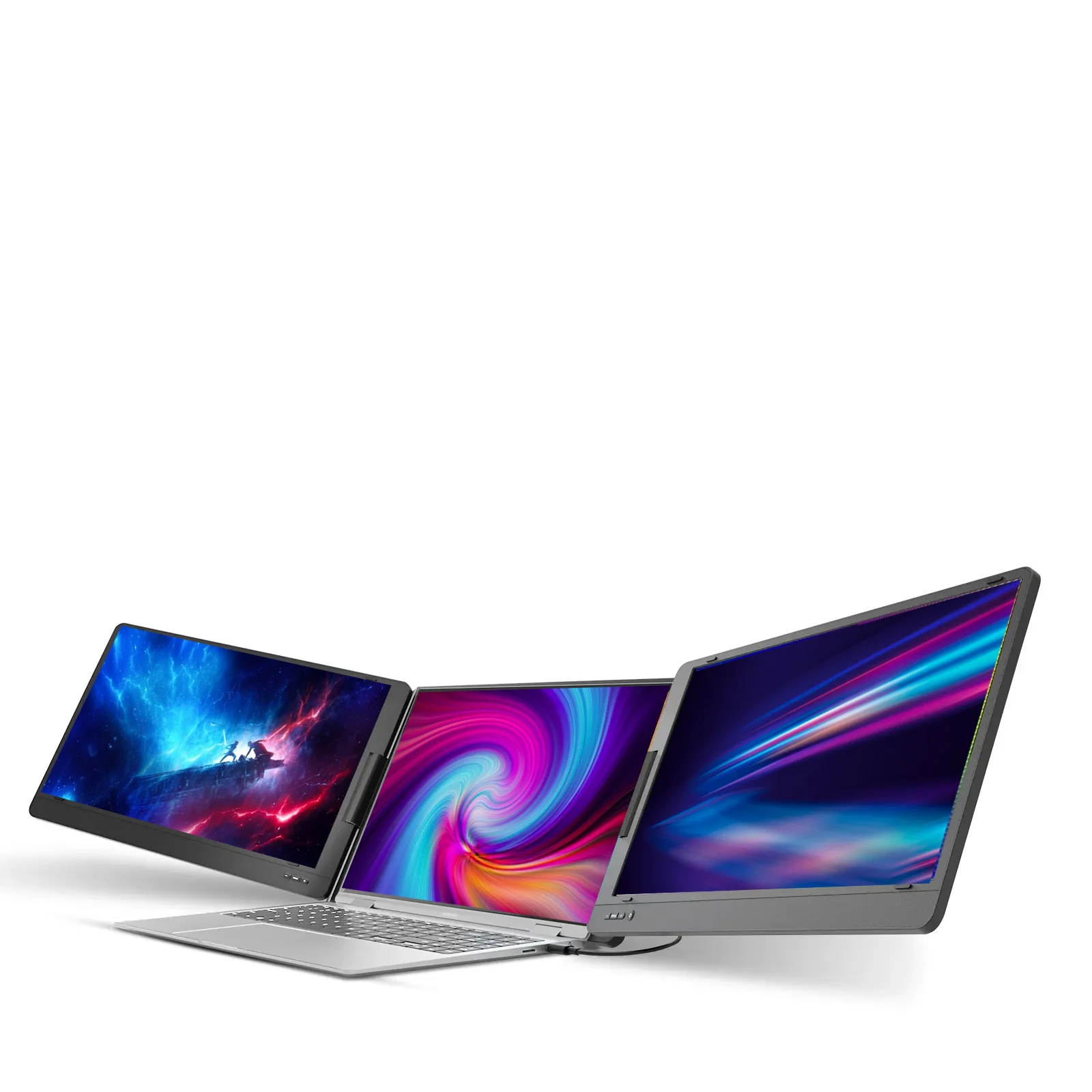 شاشة احترافية ثلاثية محمولة لأجهزة الكمبيوتر المحمول - شاشة FHD مقاس 14 بوصة مع حامل، Tpye-C لأجهزة الكمبيوتر المحمول mac Dex PS5 Xbox Series #1