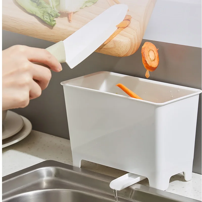 

1PC Kitchen Trash Can Home Waste Storage Box Drain Basket Dry Wet Separation Countertop Sink Garbage Cans Home Kitchen Tools