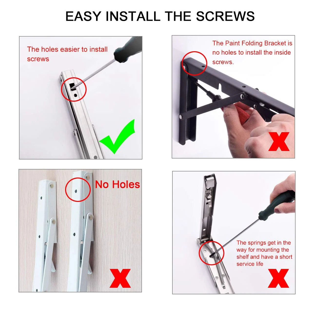 

A64Z 2 Pack 12 Inch Folding Shelf Brackets Heavy Duty Stainless Steel Collapsible Shelf Bracket For Table Work Bench, Space Savi