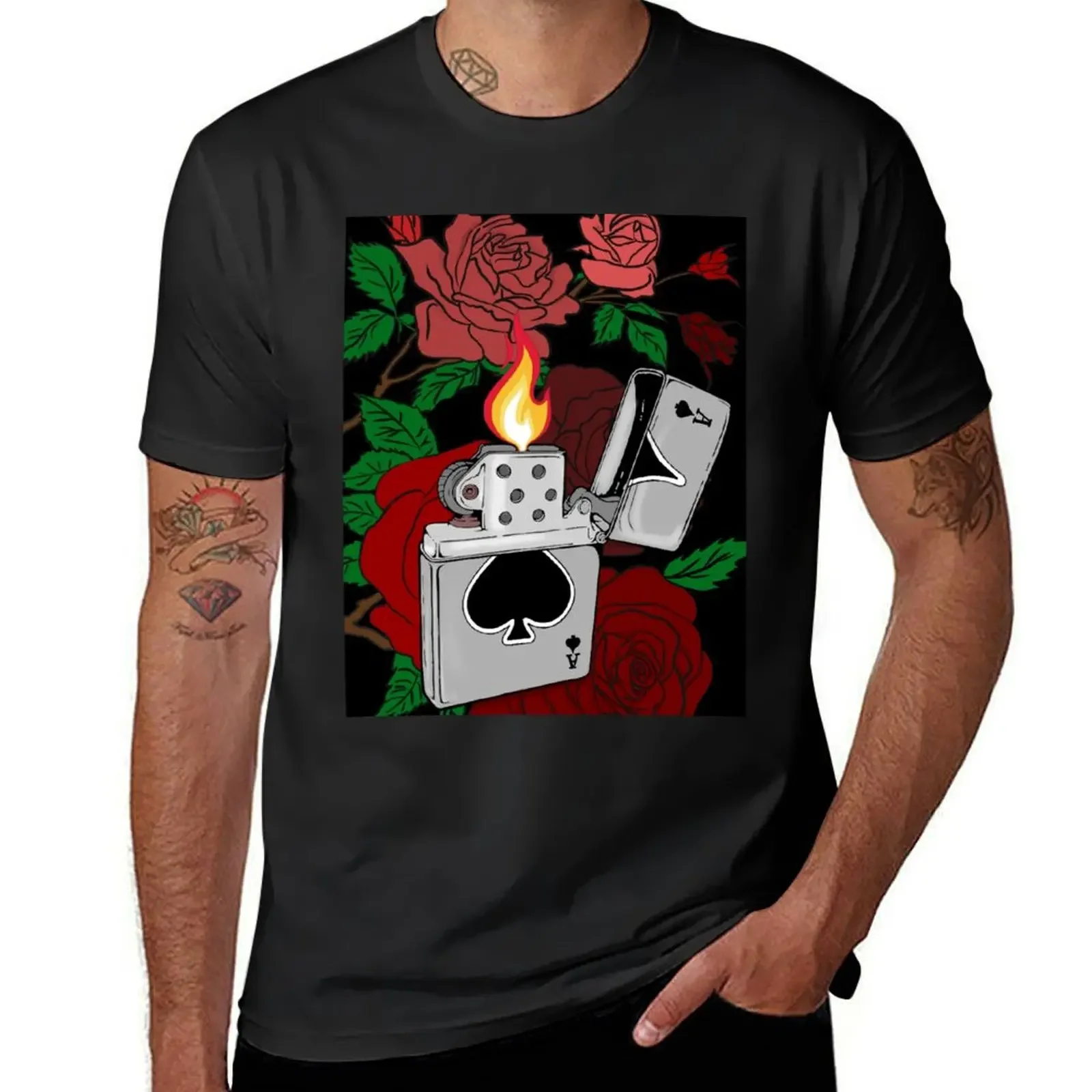 Lighter Rose (Black Background) T-Shirt plus size clothes oversized graphic tee Blouse vintage t shirts sweat shirts, men