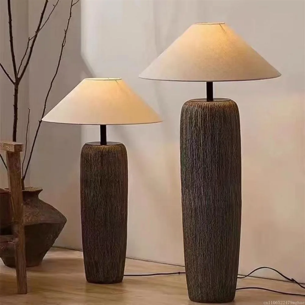 

Ceramic Floor Lamp in Wabi-Sabi Zen Style, Retro Japanese Ambient Lighting for Living Room, Bedroom &Maternity Homestay Showcase