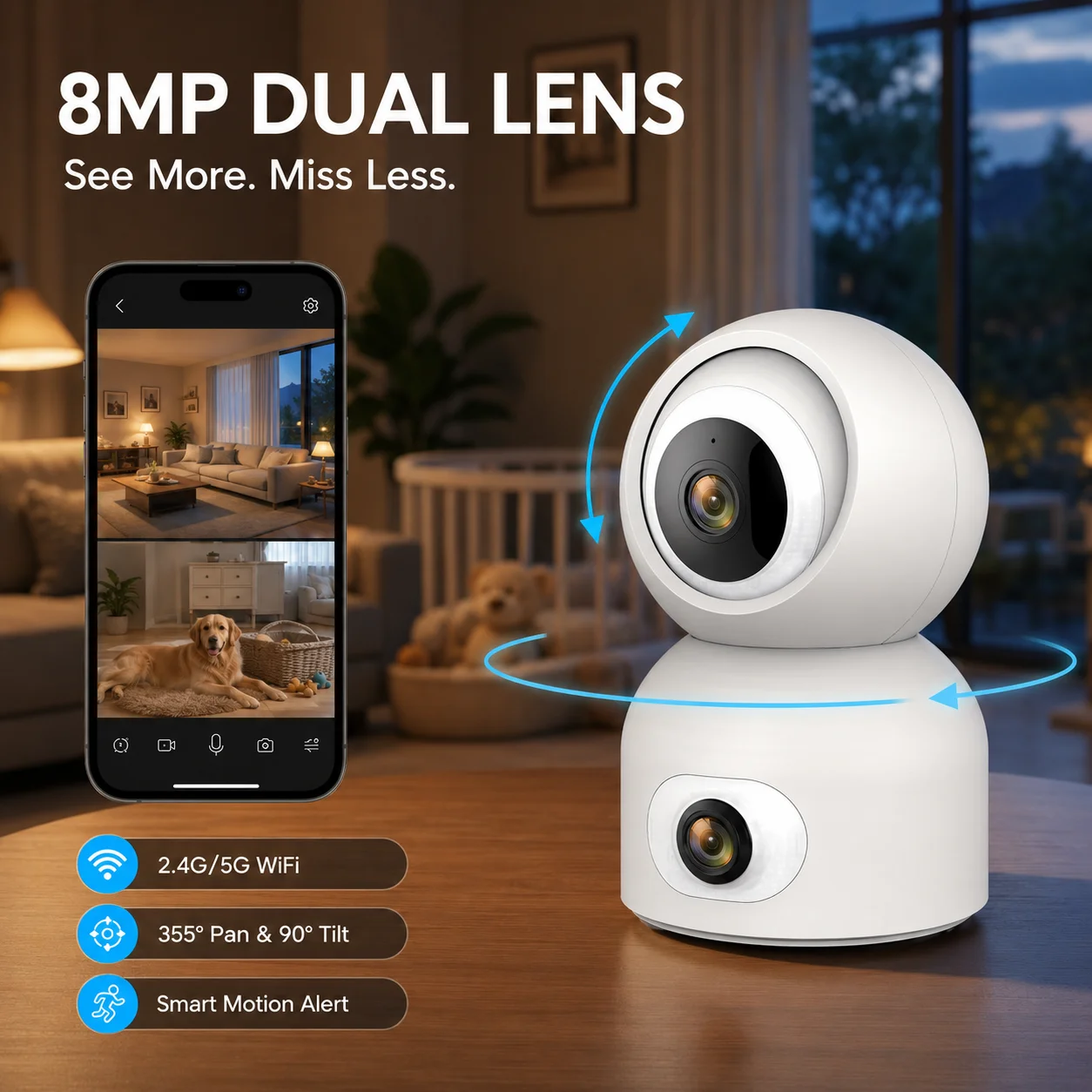 5MP 2K WiFi Indoor Security Camera AI Human Tracking Baby Monitor PTZ Camera Wireless Home CCTV Surveillance Tuya Smart Camera