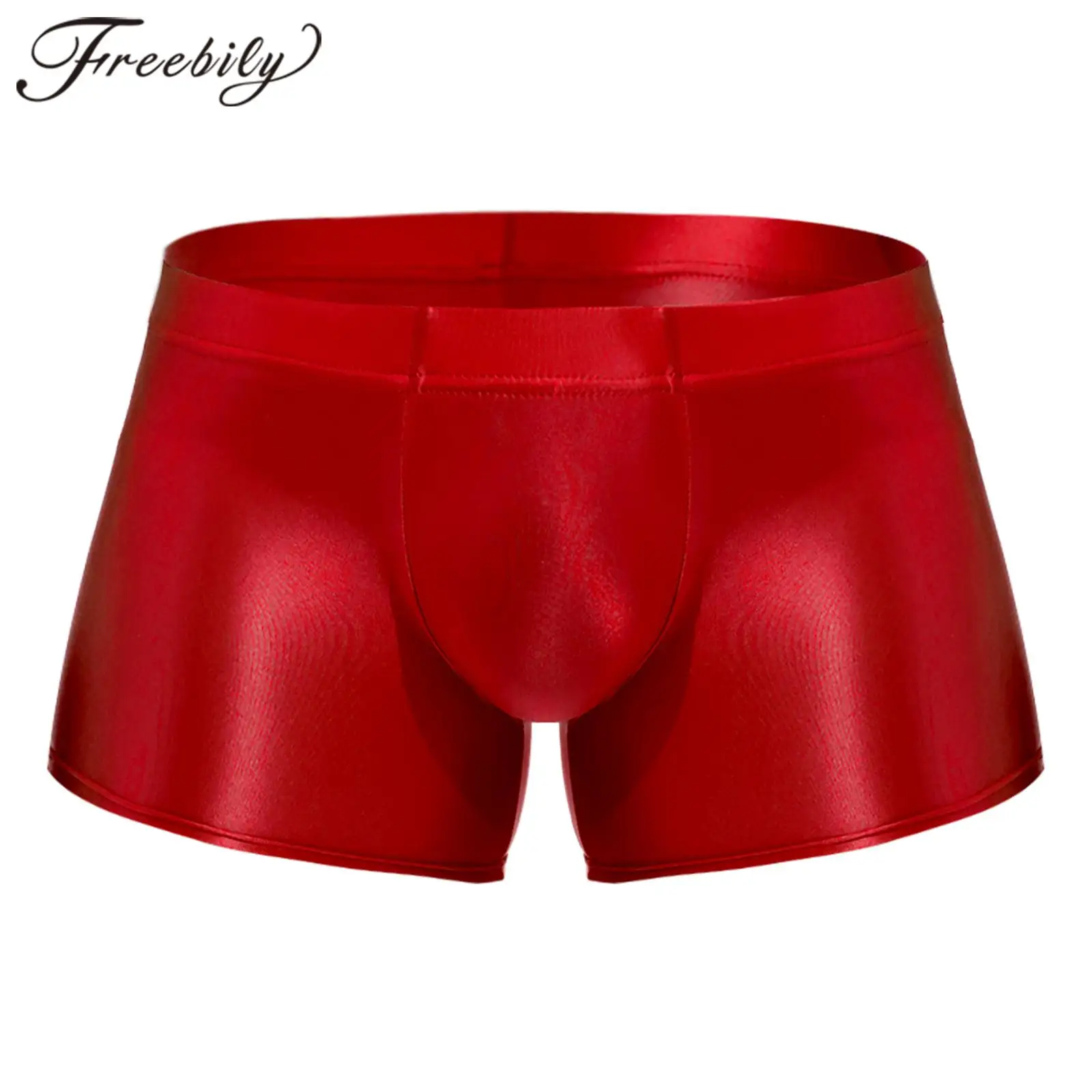 Swimwear for Men Low Rise Glossy Briefs Underwear Male Swimming Trunks Solid Color Boxers Shorts Bottom Low Rise Underpants