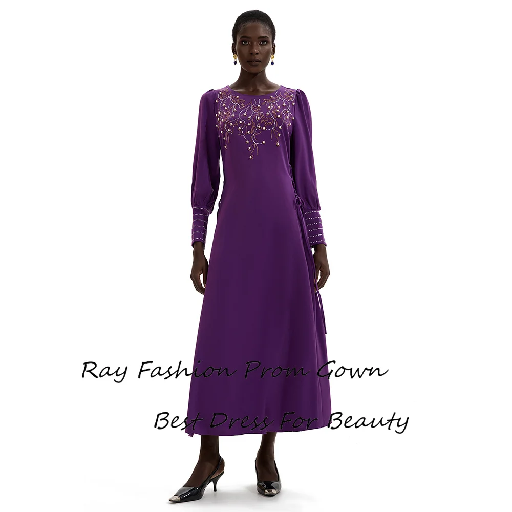 

Ray Satin Evening Dress فستان حفلة موسيقية Elegant Sequins A-line Ankle-Length Cocktail Party Prom Gown For Sexy Women 2025