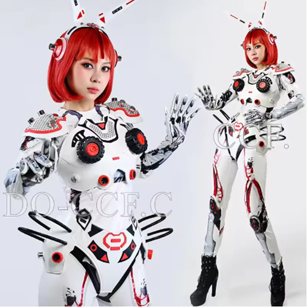Look Drag Clothes Women Stage Show Costume Long Sleeve Bodysuit Futuristic Performance Suit Festival Party Rave Clothing  yj700