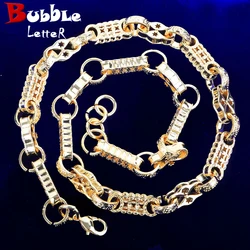 Bubble Letter Gold Color Men's Necklace Choker Plated Copper Cuban Link Fashion Hip Hop Punk Jewelry Rock Street