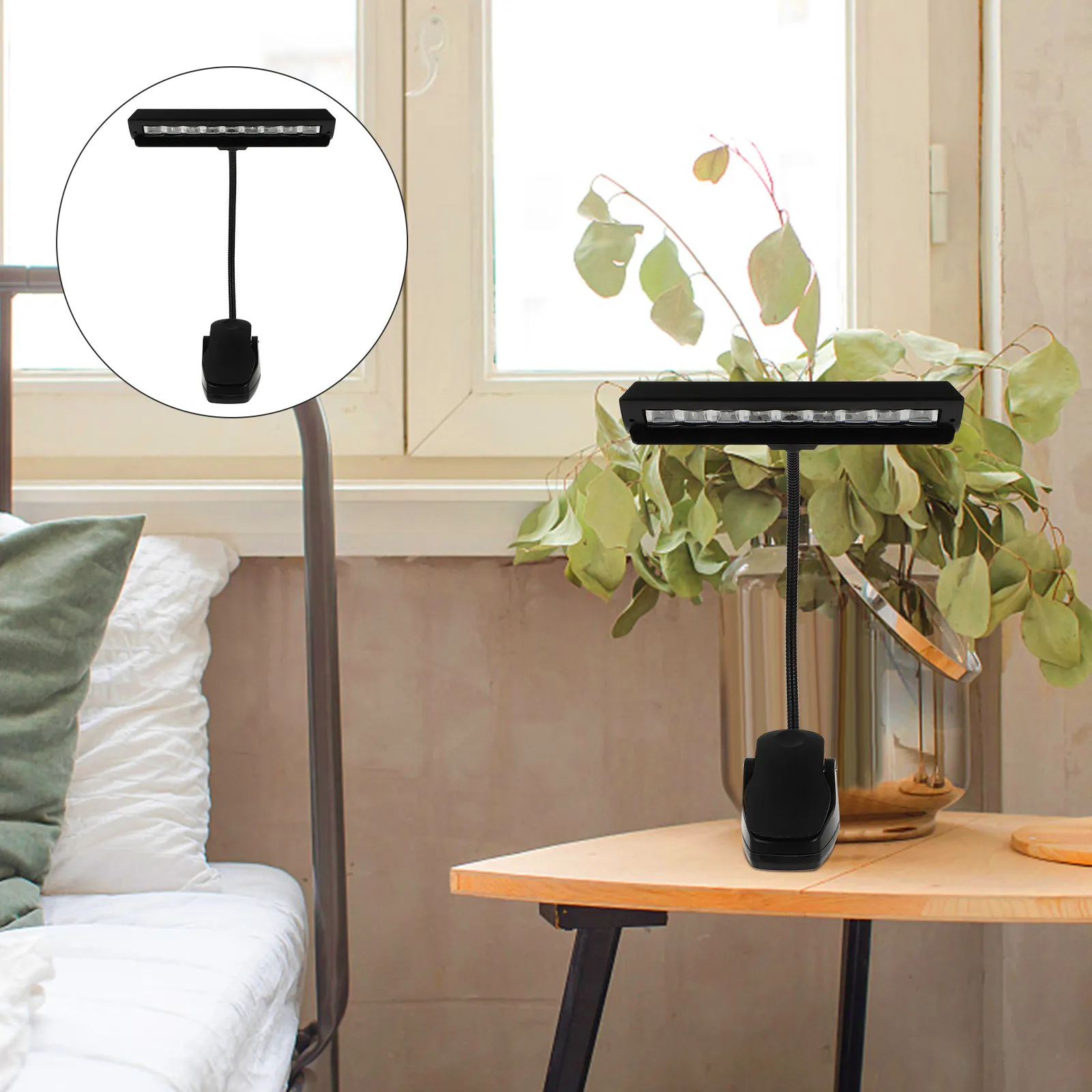 

1Set LED Clip Reading Lamp No Flicker Glare Desk Lamp Creative Clipping Design Long Service Life Adjustable Brightness