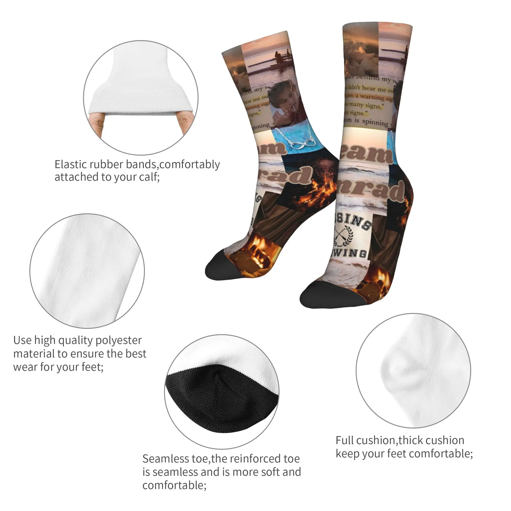 Cousins Beach Team Conrad The Summer I تحولت إلى جوارب جميلة جوارب ترفيهية للخريف ورسومات ركوب الدراجات مضادة للانزلاق