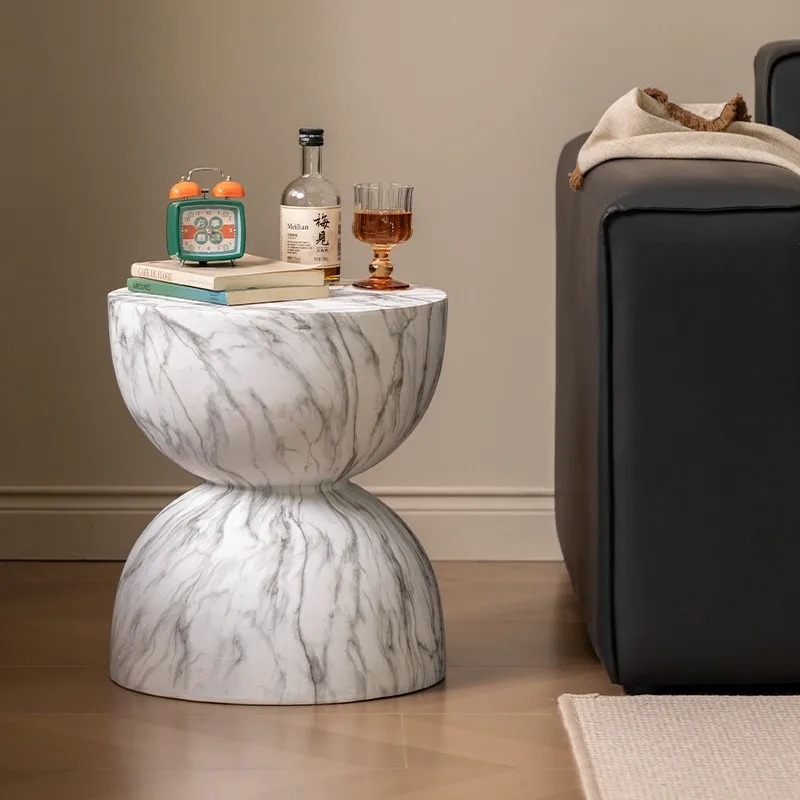 Sofa coffee table bedside table light luxury simple corner table modern imitation marble creative