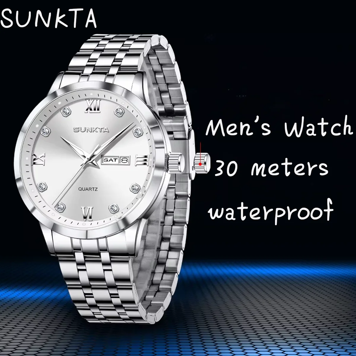 SUNKTA 2026 Top Luxury Sport Man Watch Waterproof Luminous Date Week Men's Quartz Wristwatch Stainless Steel Fashion Men Watches