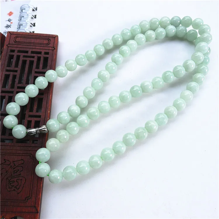 Genuine Myanmar Jadeite Jade Round Beads Necklace Women Healing Gemstone Fine Jewelry Grade A Burma Jade Beaded Necklaces