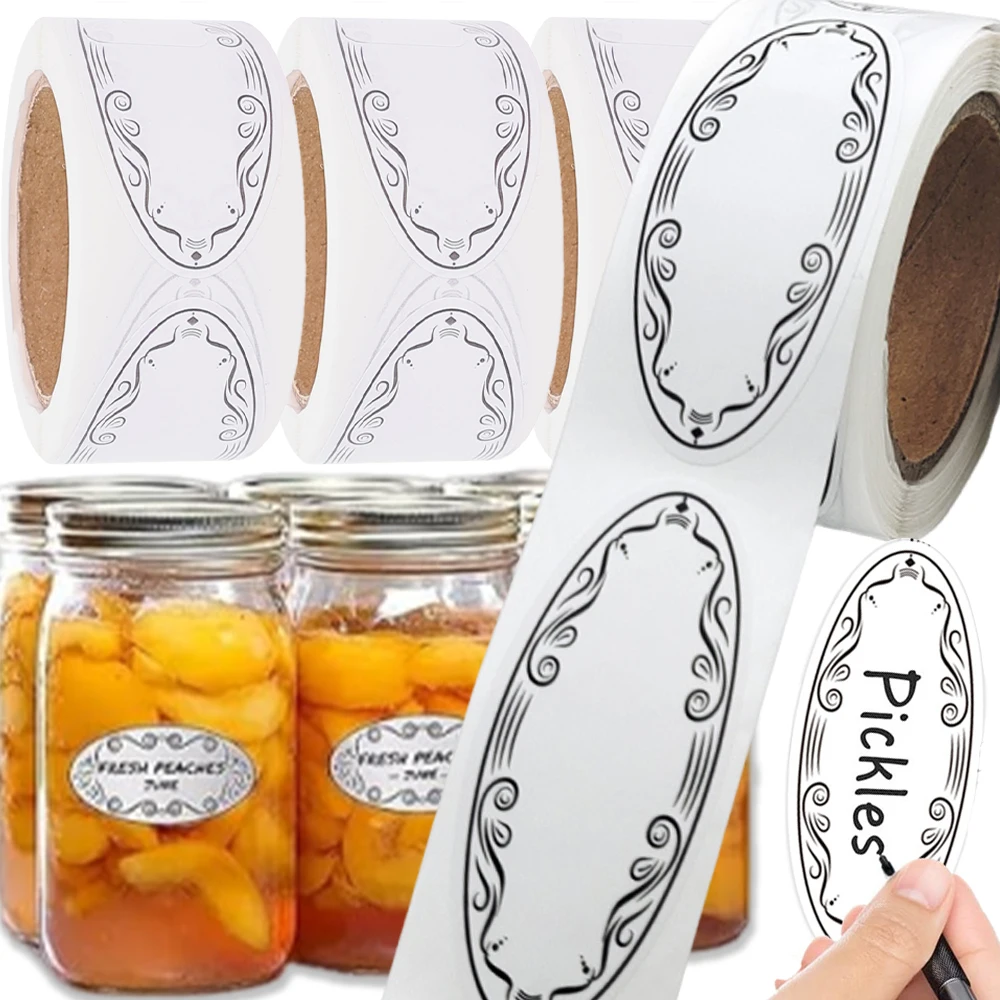 

Овальные этикетки, пустые наклейки, контейнеры для пищевых продуктов, банки, кухня, ресторан, организация хранения, классификационные наклейки, уплотнительная лента