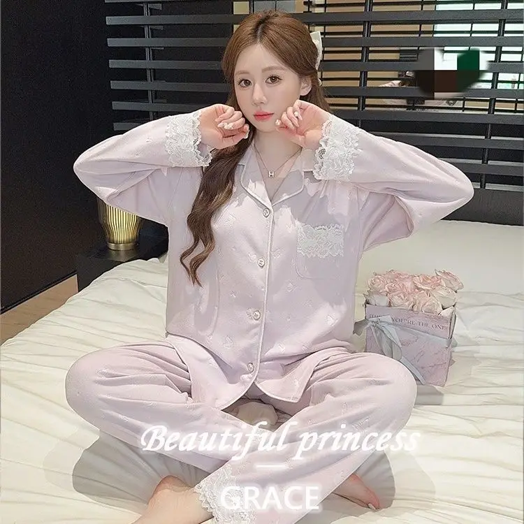 

New Hot Women S Pajama Set Velvet for Women Homewear Outerwear Two Sided Thick Spring Autumn Sweet Premium Simple Long Sleeve