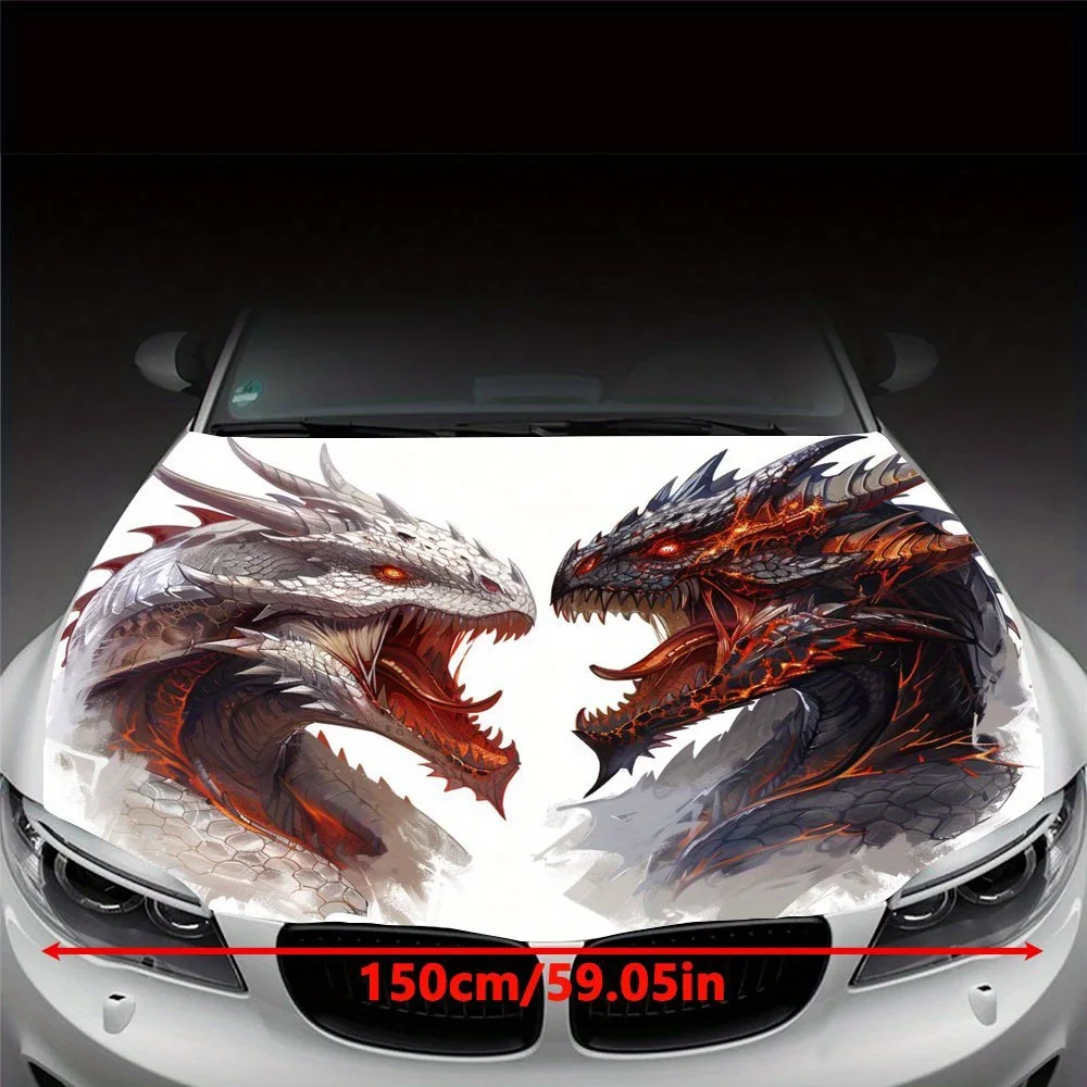 Duel of the Blazing Cold: The Fateful Clash of the Dragon؛ أغطية فينيل للسيارة، رسومات غطاء محرك السيارة من الفينيل، تصميم ملصق صادم