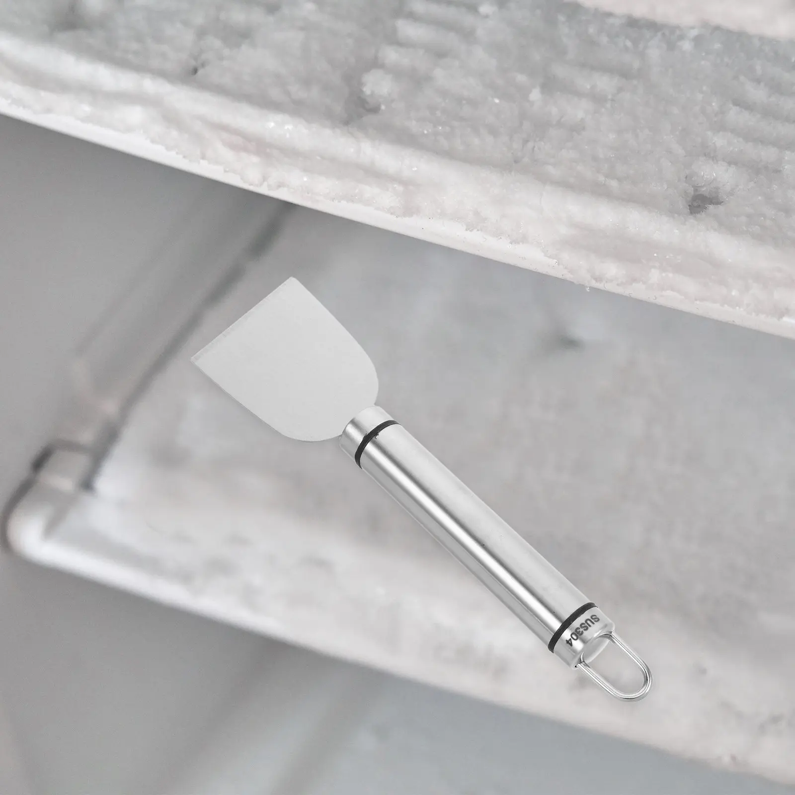 2Pcs Ergonomic Stainless Steel Ice Scraper for Refrigerator Defrosting Freezer Frost Removal Grout Remover Tool Glass Stove Top