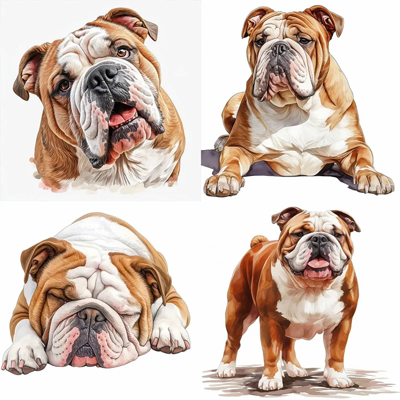 QT721 #   Самоклеящиеся наклейки для туалета с английским бульдогом, съемная наклейка на стену, виниловая наклейка на автомобиль для декора ванной комнаты