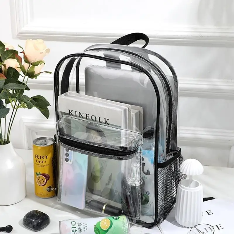 Sac à dos transparent en PVC pour sports de plein air et fitness, sac à dos de voyage décontracté visible, grande capacité, sac à bandoulière imperméable