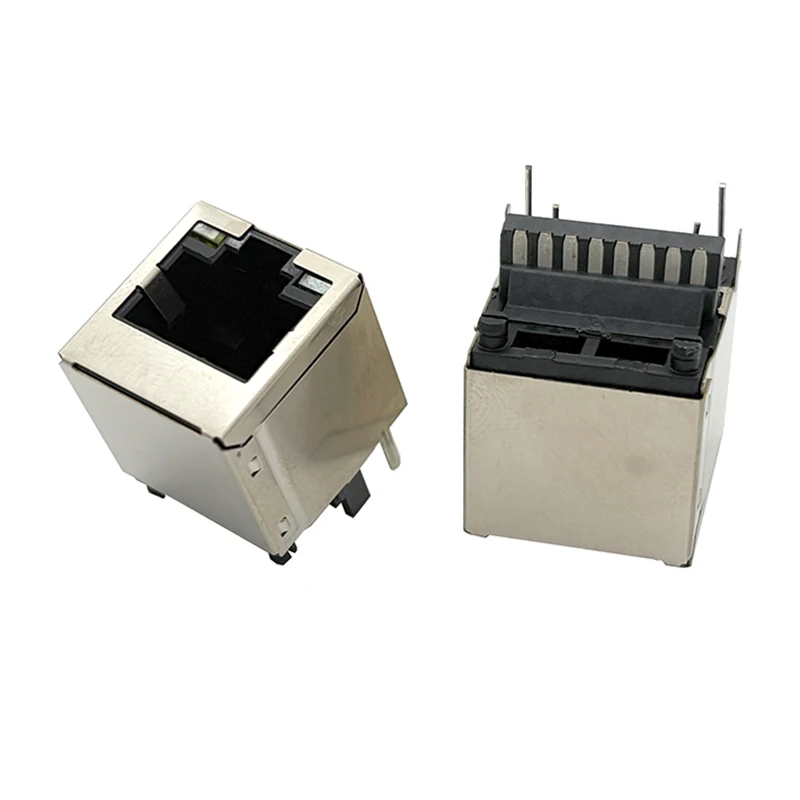 10PCS RJ45 network communication socket with LED light, wire-welded 8-core network cable connector, network port connector