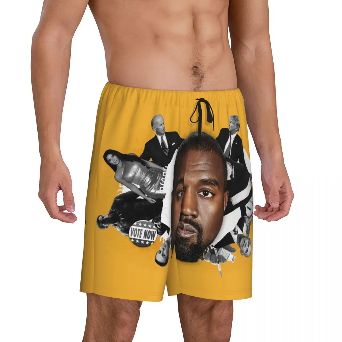 Benutzer definierte Druck Männer lustige Kanye West Meme Pyjama Shorts Rapper Musik produzent Schlaf Pyjs Nachtwäsche Hosen mit Taschen