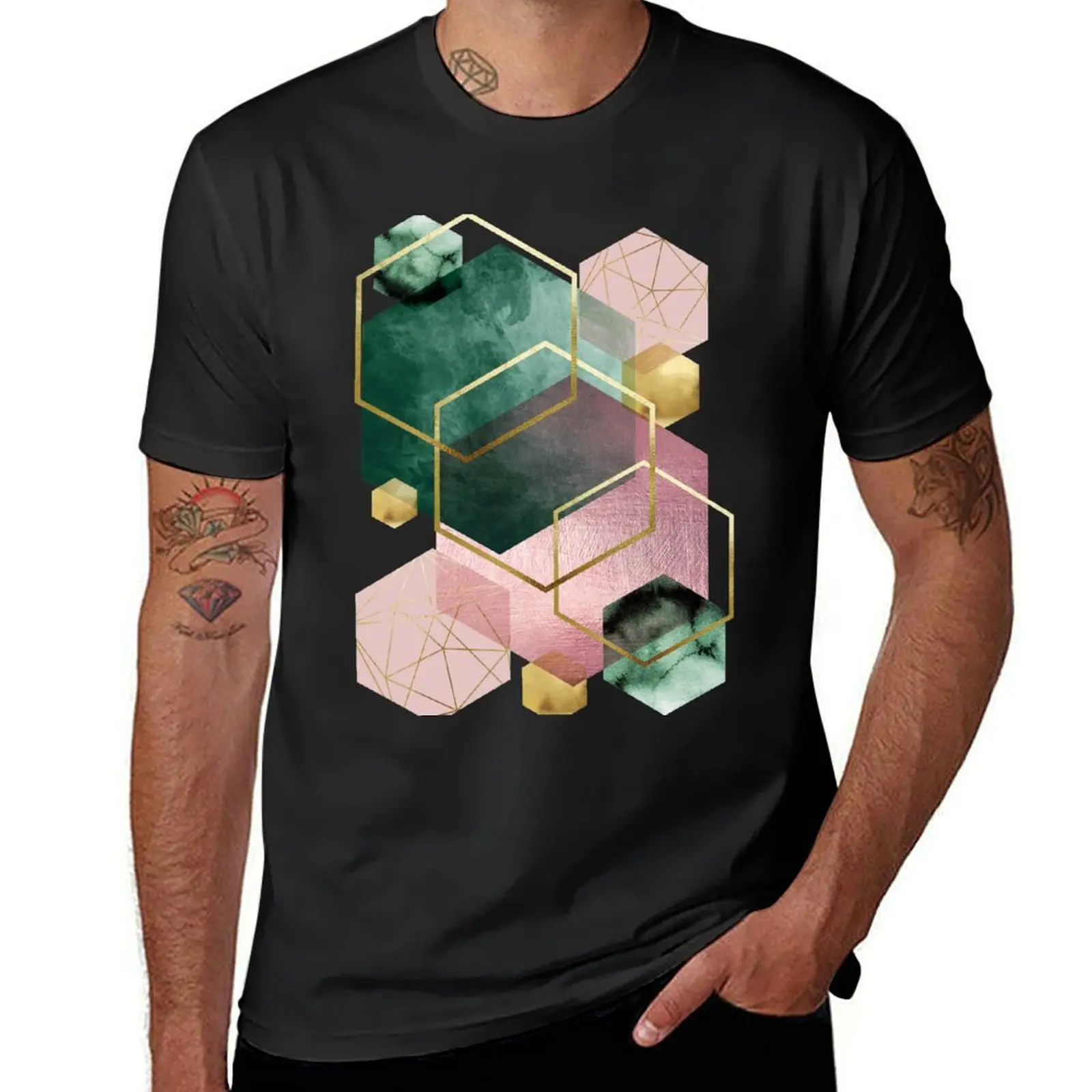 

Emerald Green and Pink Geo No 1 T-Shirt oversized sports fans heavy weight t shirts for men