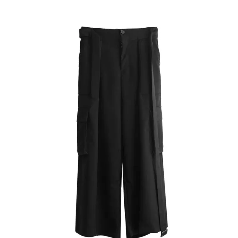 

Осень/зима, новые широкие брюки-карго, большие мужские свободные повседневные брюки-кюлоты большого размера с карманами, брюки длиной до пола