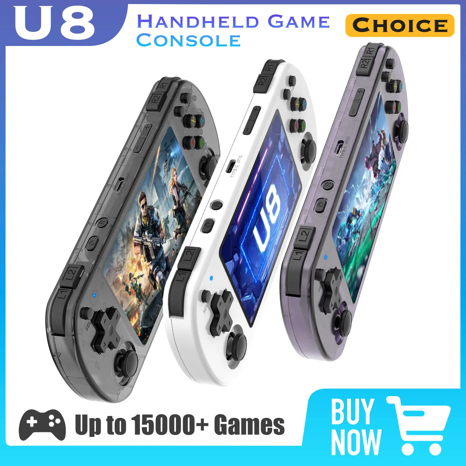 Open Source U8 Retro Handheld Video Game Console Linux System 4.0 Inch IPS Screen Portable Pocket Video Player R36S 128GB Games