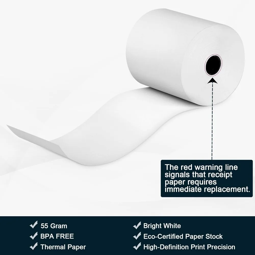 rotoli di carta termica per analizzatori di campo, resistenti, larghezza 8,5", 5 rotoli, realizzati negli Stati Uniti