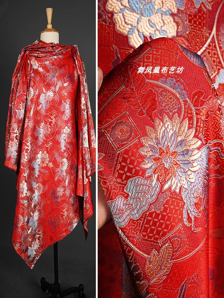 Jacquard Fabric Chinese Red Jacket Imitation Song Brocade Apparel Sewing Fabric Wholesale Cloth Meters Diy Material