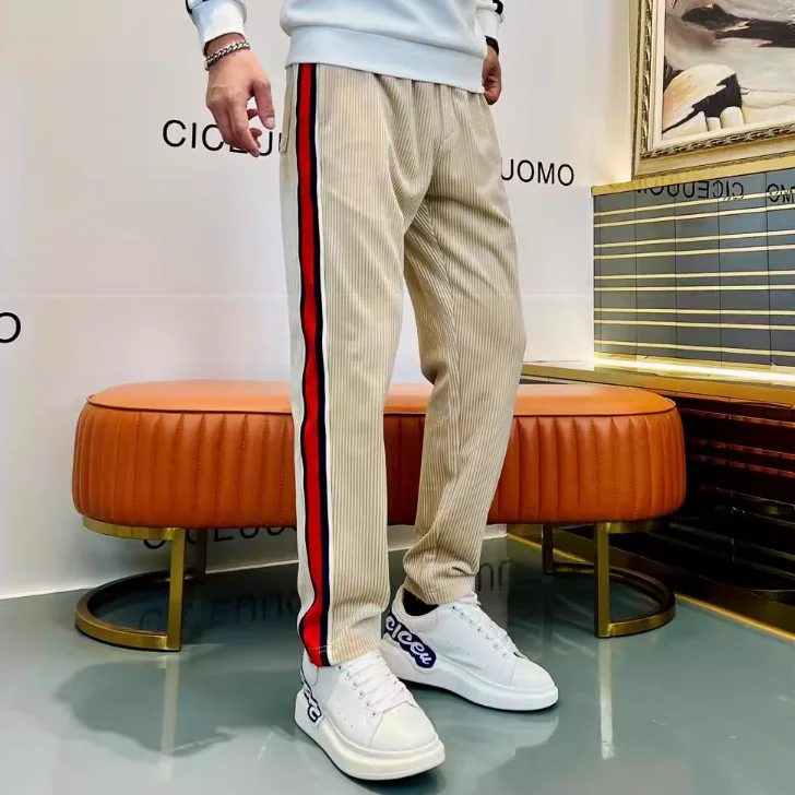 

Мужские повседневные спортивные брюки из вельвета с полосками в стиле пэчворк, свободные длинные штаны на флисовой подкладке, прямые, модные, городские, стильные