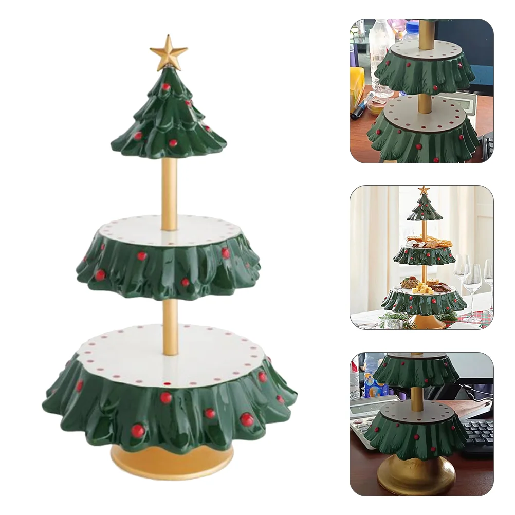 Snackrek Display Prachtige kerstboom Design Cupcake Stand Desserttafel Praktische toren Serveerijzer Hars Kerstmis