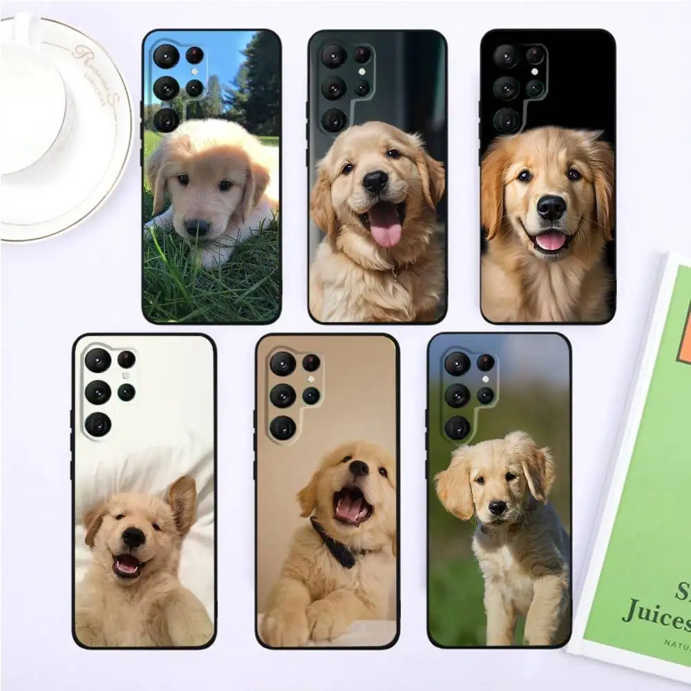 

Golden Retriever cute Phone Case For Samsung S25,S24,S23,22,21,Ultra,Pro,S10,S30Plus,20lite Black Cover